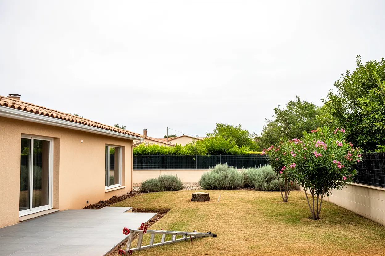 Jardin sécurisé après abattage du pin à Montpellier