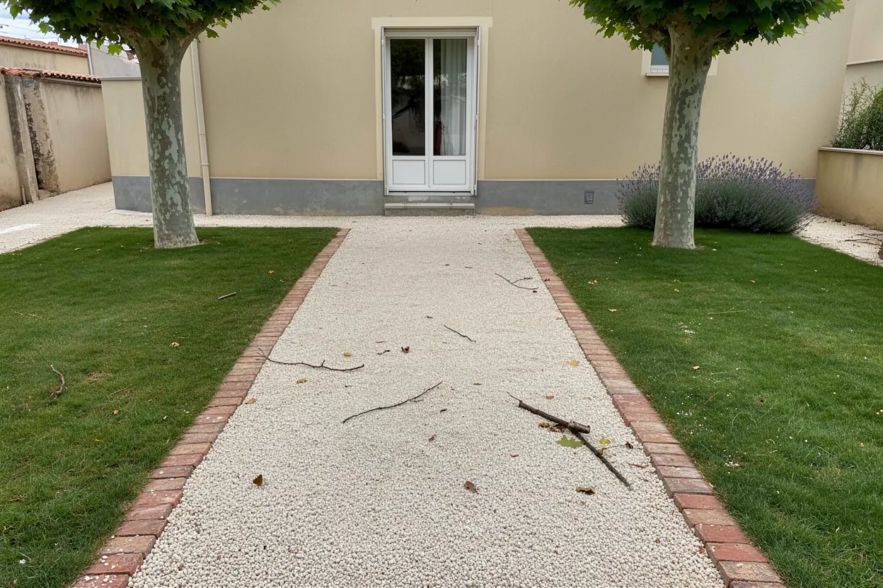 Allée nettoyée après évacuation des végétaux à Montpellier